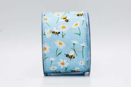 Spring Flower With Bees Collection Ribbon_KF7489GC-12-216_blue